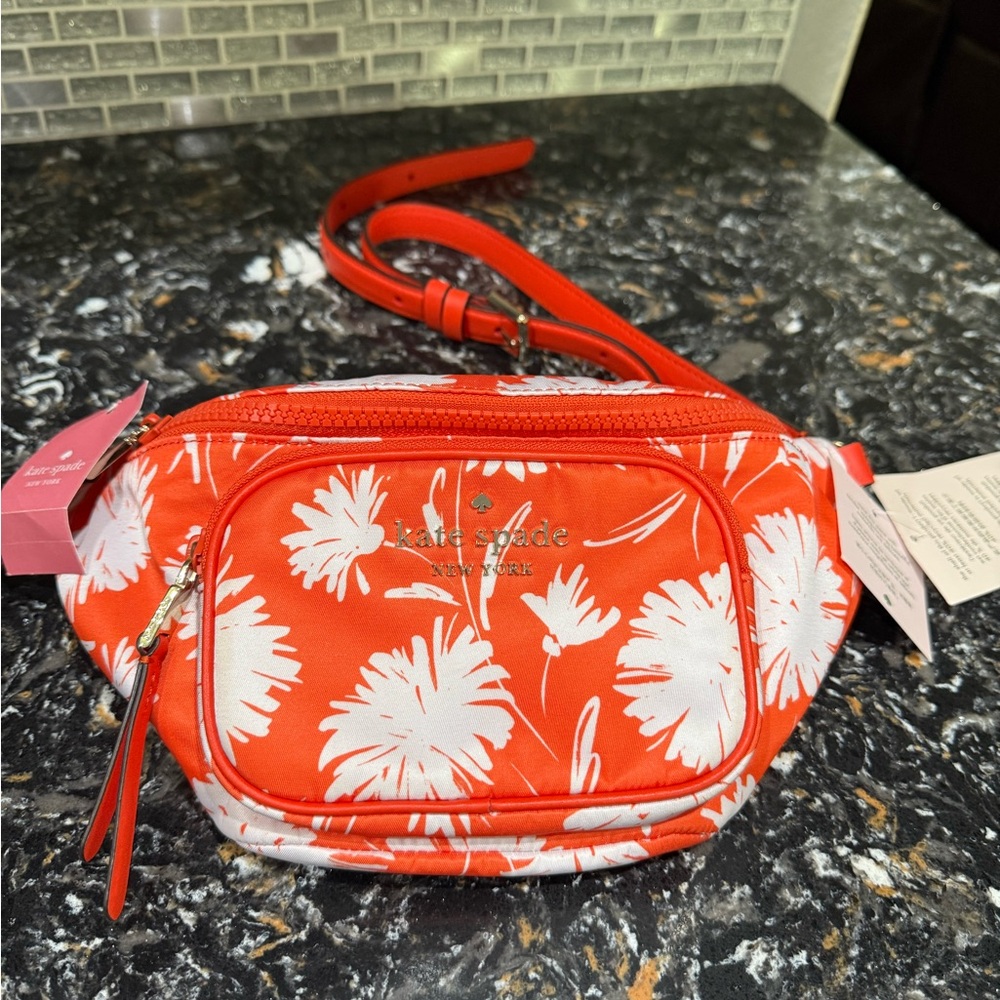 Kate Spade Orange and White Floral Crossbody/Belt Bag